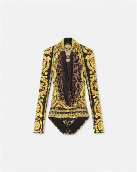 Wild Barocco Silk Draped Bodysuit Animalier 